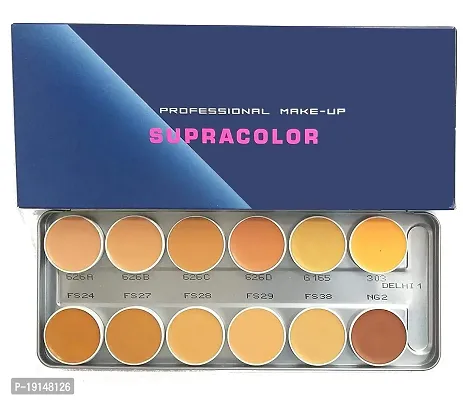 Crynn Supra Color Foundation Concealer Cream Palette 12 Colors for Women  Girls, Natural Finish(Medium Coverage Kit)-thumb0