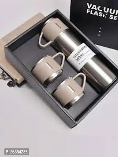 Stylish Steel Water Bottles With Cup Set-thumb0