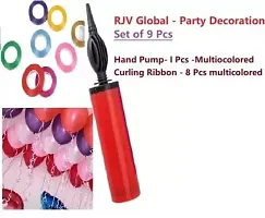 Balloon Decorating Tool Kits Balloon Pump with 8 Pcs Curling Ribbon for Balloon  Inflatable Party Accessory Balloon ( Pack of 9) Multicolored (8 Ribbon 1 Hand Pump)-thumb2