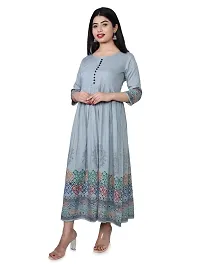 VISHESVAR Women's Rayon Printed Long Flared Anarkali Kurtis-thumb1