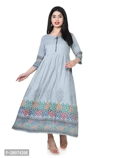 VISHESVAR Women's Rayon Printed Long Flared Anarkali Kurtis-thumb3