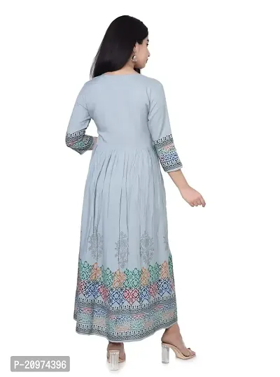 VISHESVAR Women's Rayon Printed Long Flared Anarkali Kurtis-thumb5