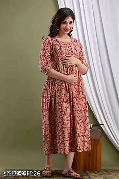 Designer Pure Cotton Printed Maternity Wear Gown