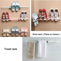 HENTJ? Multicolor Plastic Double Layer Shoe Storage Stand Standing Shoes Stand Rack Holder Stacker Shelf Closet Organizer Space Saver (Pack of 2)-thumb3