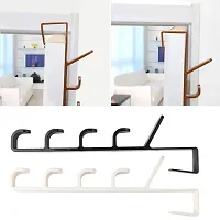 HENTJ? Plastic Multifunctional 5 Level Over Door Wall Hanger Hooks for Hanging Towel, Hat, Clothes (Random Color)-thumb2