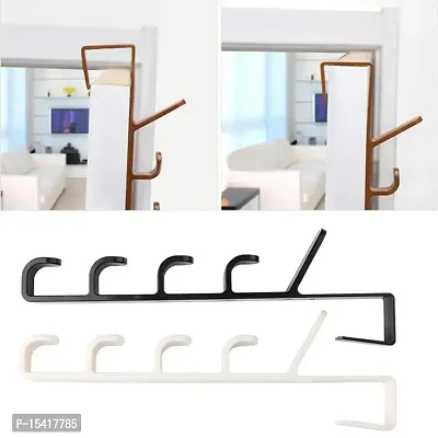 HENTJ? Plastic Multifunctional 5 Level Over Door Wall Hanger Hooks for Hanging Towel, Hat, Clothes (Random Color)-thumb3