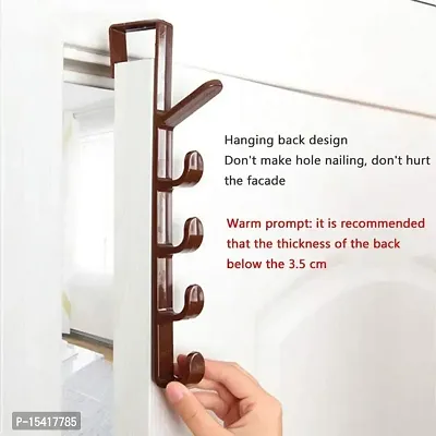 HENTJ? Plastic Multifunctional 5 Level Over Door Wall Hanger Hooks for Hanging Towel, Hat, Clothes (Random Color)-thumb4