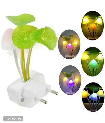 Mushroom Automatic Color Changing Light,Color Changing Plug-in LED Mushroom Dream Bed Night Lamp  (10 cm, Multicolor) Pack Of 2-thumb2