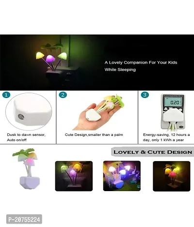 Mushroom Automatic Color Changing Light,Color Changing Plug-in LED Mushroom Dream Bed Night Lamp  (10 cm, Multicolor) Pack Of 2-thumb4