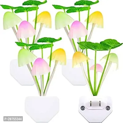 Mushroom Automatic Color Changing Light,Color Changing Plug-in LED Mushroom Dream Bed Night Lamp  (10 cm, Multicolor) Pack of 4