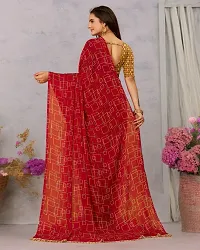 Beautiful Red Georgette Embroidered Saree with Blouse Piece For women-thumb2