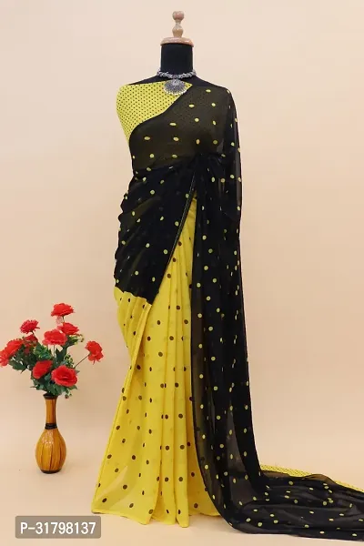 Beautiful Multicoloured Georgette Printed Saree with Blouse Piece For women-thumb0