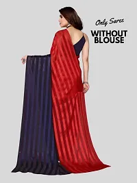 Beautiful Red Georgette Striped Saree without Blouse Piece For women-thumb2