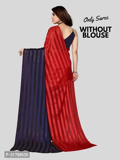 Beautiful Red Georgette Striped Saree without Blouse Piece For women-thumb3