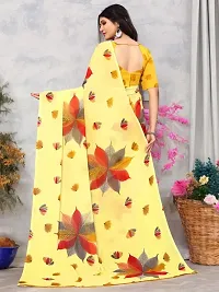 Beautiful Yellow Georgette Printed Saree with Blouse Piece For women-thumb1