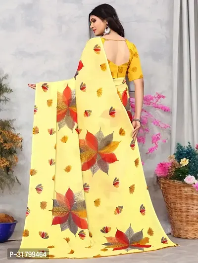 Beautiful Yellow Georgette Printed Saree with Blouse Piece For women-thumb2