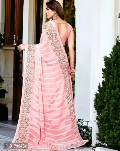 Beautiful Pink Georgette Embroidered Saree with Blouse Piece For women-thumb3