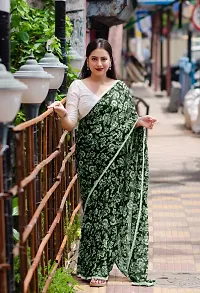 Beautiful Green Georgette Printed Saree with Blouse Piece For women-thumb1