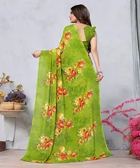 Beautiful Green Georgette Printed Saree with Blouse Piece For women-thumb1