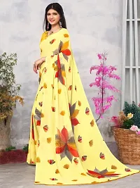 Beautiful Yellow Georgette Printed Saree with Blouse Piece For women-thumb3