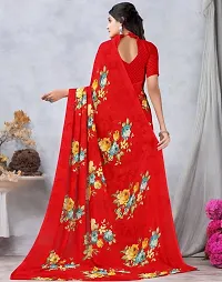 Beautiful Red Georgette Printed Saree with Blouse Piece For women-thumb3