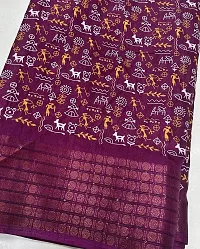 Beautiful Purple Cotton Silk Printed Saree with Blouse Piece For women-thumb2