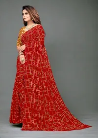 Beautiful Red Georgette Checked Saree with Blouse Piece For women-thumb2