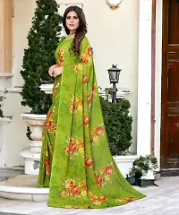 Beautiful Green Georgette Embroidered Saree with Blouse Piece For women-thumb2