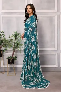 Beautiful Green Georgette Printed Saree with Blouse Piece For women-thumb3