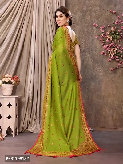 Beautiful Green Cotton Printed Saree with Blouse Piece For women-thumb4