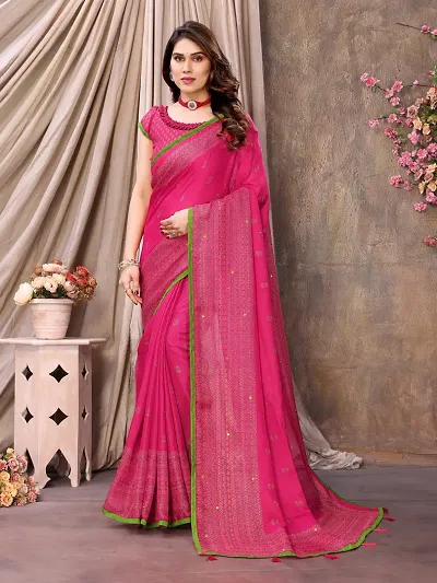 Trending Cotton Saree with Blouse piece 