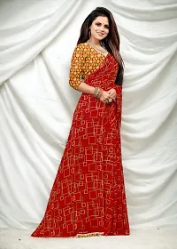 Beautiful Red Georgette Checked Saree with Blouse Piece For women-thumb1