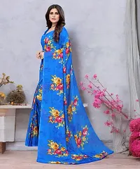 Beautiful Blue Georgette Printed Saree with Blouse Piece For women-thumb3