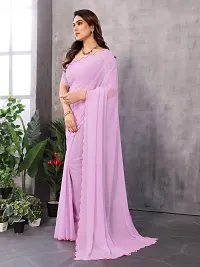 Beautiful Purple Georgette Solid Saree with Blouse Piece For women-thumb4