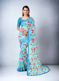 Beautiful Blue Georgette Self Pattern Saree with Blouse Piece For women-thumb3