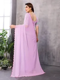 Beautiful Purple Georgette Solid Saree with Blouse Piece For women-thumb2