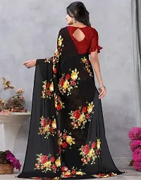 Beautiful Black Georgette Printed Saree with Blouse Piece For women-thumb2