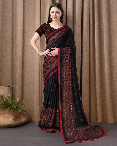 Trending Cotton Saree with Blouse piece 