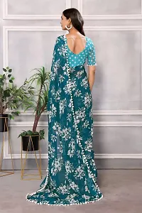 Beautiful Green Georgette Printed Saree with Blouse Piece For women-thumb1