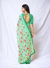 Beautiful Green Georgette Self Pattern Saree with Blouse Piece For women-thumb3