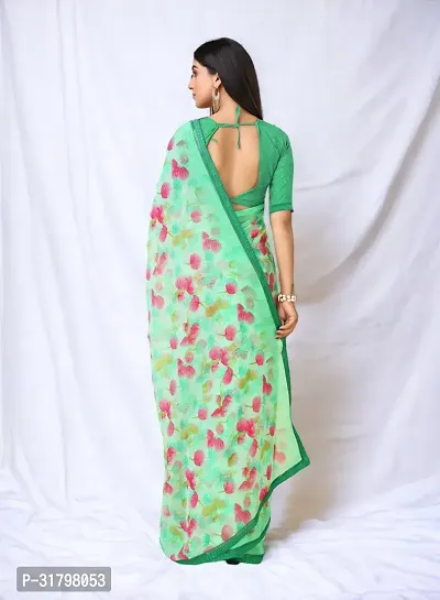 Beautiful Green Georgette Self Pattern Saree with Blouse Piece For women-thumb4