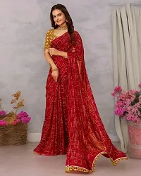 Beautiful Red Georgette Embroidered Saree with Blouse Piece For women-thumb3