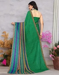 Beautiful Green Georgette Printed Saree with Blouse Piece For women-thumb1