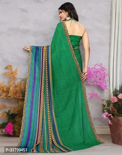 Beautiful Green Georgette Printed Saree with Blouse Piece For women-thumb2