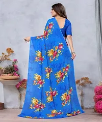 Beautiful Blue Georgette Printed Saree with Blouse Piece For women-thumb1