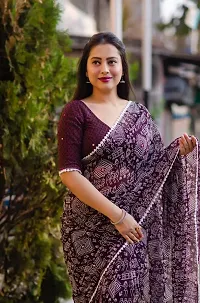 Beautiful Purple Georgette Printed Saree with Blouse Piece For women-thumb1