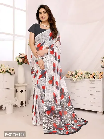 Beautiful Multicoloured Georgette Printed Saree with Blouse Piece For women-thumb0