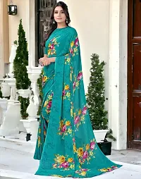 Beautiful Green Georgette Embroidered Saree with Blouse Piece For women-thumb2