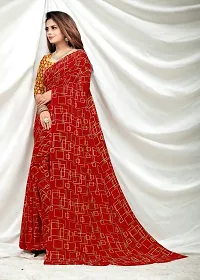 Beautiful Red Georgette Checked Saree with Blouse Piece For women-thumb2