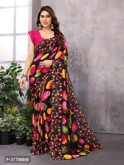 Beautiful Multicoloured Georgette Printed Saree with Blouse Piece For women